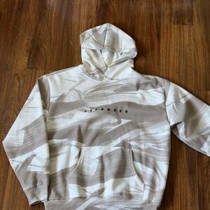 Stranger "Camo Brushstroke" Men's Hoodie - Cream/Gray - Size M
